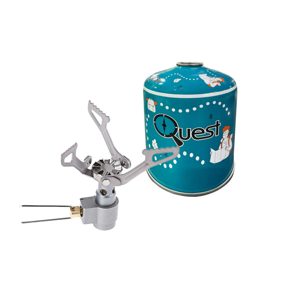 Набор газовая горелка BRS-3000T титановая + газовый баллон Quest 450г резьбовой бутановый Винница - изображение 1