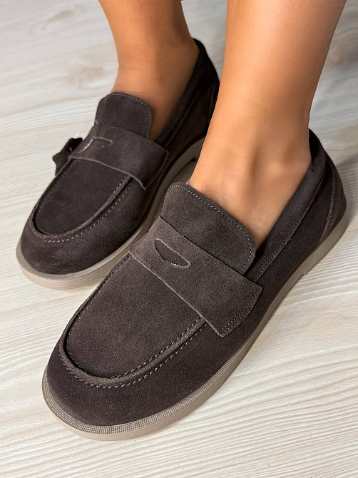 Туфлі жіночі Hengji 588-4 замшеві лофери коричневі, 41, 25,5 см Київ - фото 15