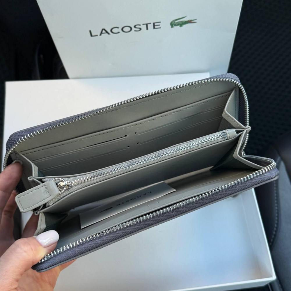Мужской брендовый кошелек Lacoste (А7) серый Киев - изображение 3