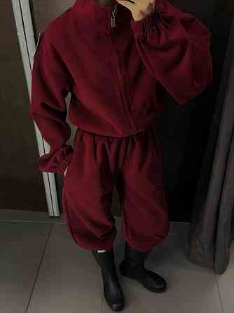 Женский теплый повседневный комбинезон трехнить на флисе Бордовый, 46/48 Одесса
