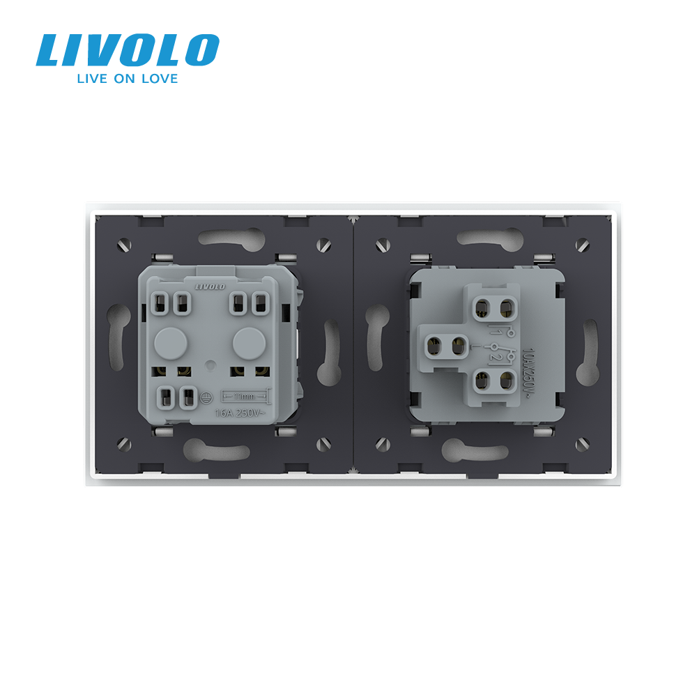 LIVOLO Одноклавішний вимикач з розеткою Livolo білий скло (VL-C7C1EUK1-11) Коломия - фото 8