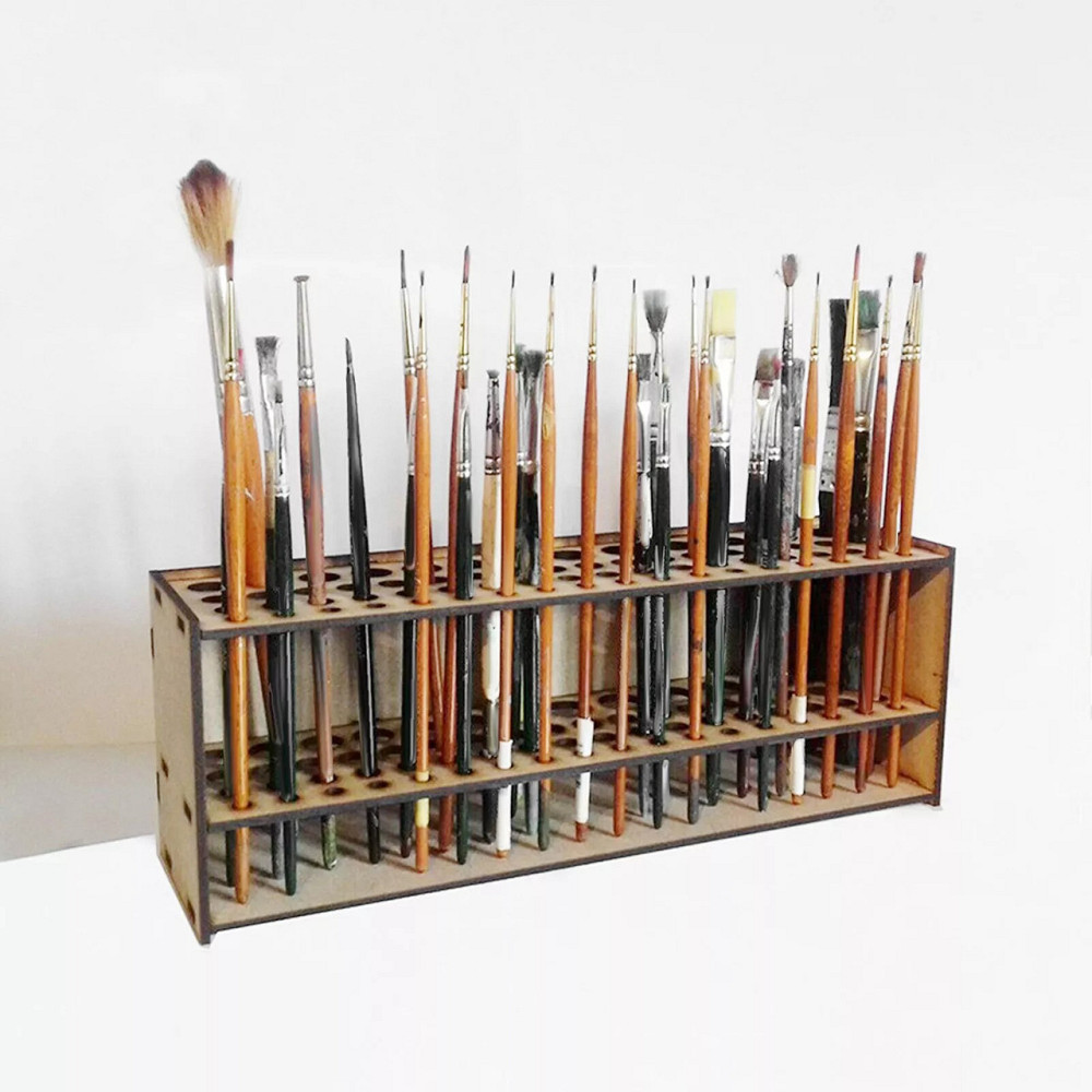 Тримач дерев'яний для пензлів, ручок, олівців. настільний, настінний органайзер для пензлів, 67 отворів Кам'янець-Подільський - фото 5