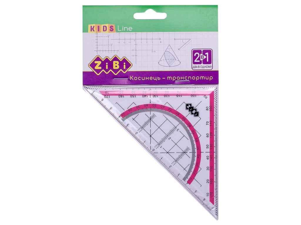 Угольник 2 в 1,140мм, 90° 45°, с розовой полоской, KIDS Line ZB.5623-10 ТМ ZiBi Киев - изображение 1