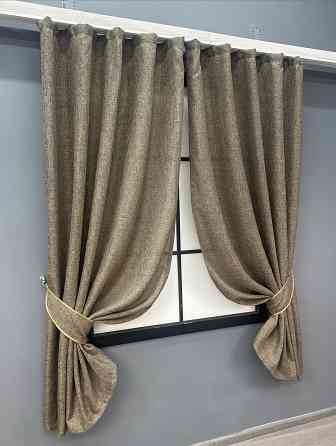 Комплект коротких штор VR-Textil Лен Мешковина № 1770ш Какао 130х170см 2 шт (35-0376) Киев