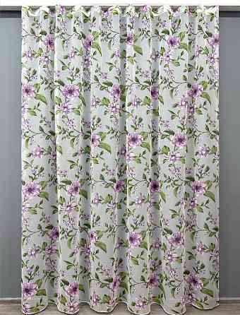 Тюль VR-Textil 1802т Flora Батист Белый с сиреневым и зеленым 300х270 см (40-103) Киев