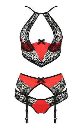 Комплект белья с поясом для чулков SCARLET SET red S/M - Passion Sex Aura Киев