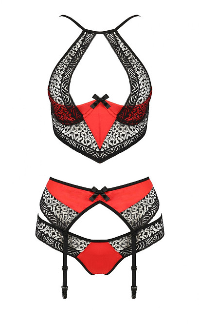 Комплект белья с поясом для чулков SCARLET SET red S/M - Passion Sex Aura Киев - изображение 3