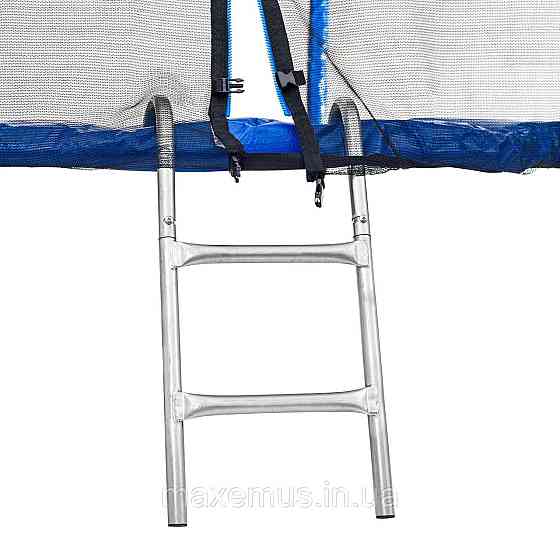 Батут детский Atleto 374 см с защитной сеткой и лестницей батут для детей садовый батут синий Мостиська
