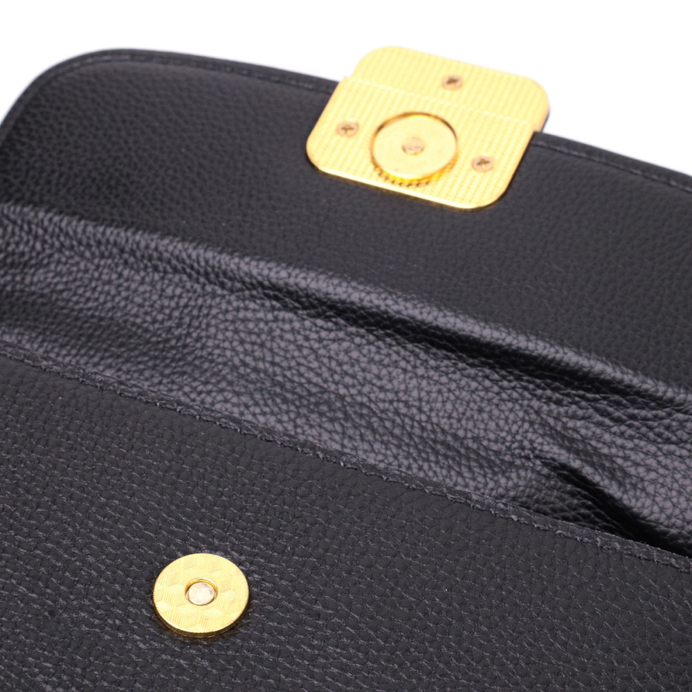 Сумка лаконічна з жорстким каркасом з натуральної шкіри Vintage 22391 Чорна Київ - фото 6