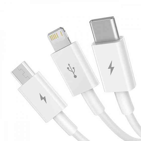 Кабель Baseus Superior Series Fast Charging 3-in-1 Micro USB+Lightning+Type-Cм 3.5A 1.5м білий Львов