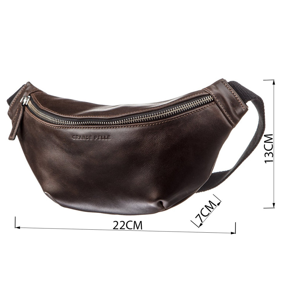 Поясна сумка GRANDE PELLE 11143 Темно-коричнева Київ - фото 5