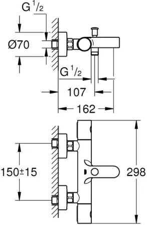 Смеситель для ванны с термостатом GROHE GROTHERM 800 Cosmopolitan (34766000) Киев