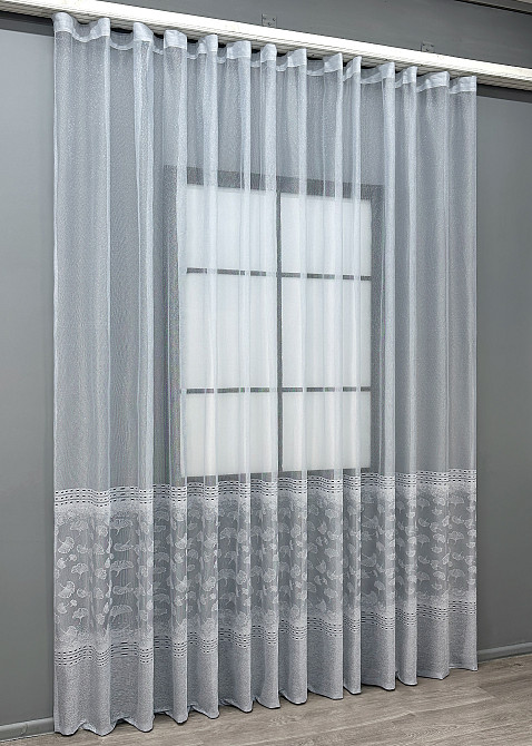 Тюль VR-Textil 2142т Жакард Сіро-блакитний 500х250 см (43-416) Київ - фото 3