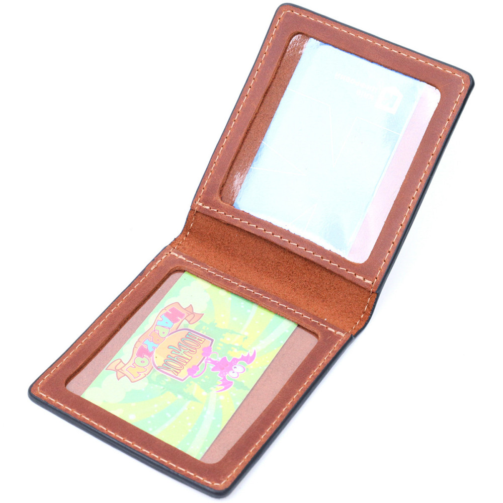 Кожаная обложка на удостоверение участника боевых действий Коричневый (GRANDE PELLE) Киев - изображение 1