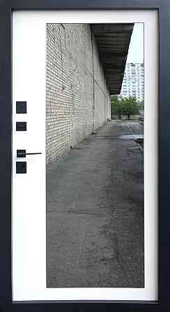 Форт-М Дверь квартирная модель Трио-Ривьера, цвет Титан софттач/Белый мат. + зеркало 960 Киев