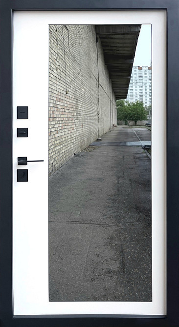 Форт-М Дверь квартирная модель Трио-Ривьера, цвет Титан софттач/Белый мат. + зеркало 960 Киев - изображение 2