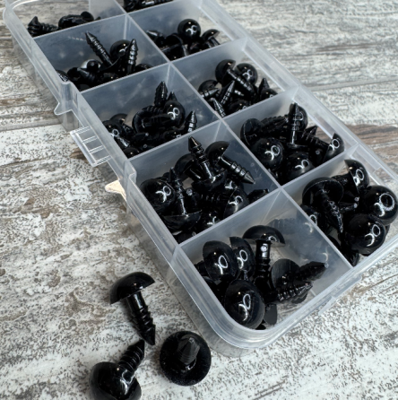 Пластикові очі для м’яких іграшок 6-12 мм гвинтові з кріпленням комплект 100 шт Київ