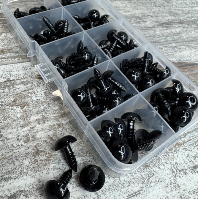 Пластикові очі для м’яких іграшок 6-12 мм гвинтові з кріпленням комплект 100 шт Київ - фото 4