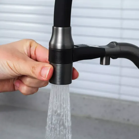 Змішувач для кухні з підключенням до фільтру GAPPO G4398-89 та гнучким виливом, графіт Київ