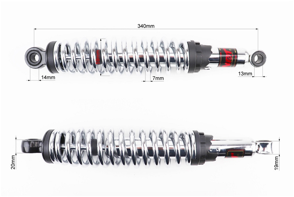Амортизатор задній JH/CB/CG - 340мм*d59мм (під втулки) регул., хром к-кт 2шт Київ - фото 2