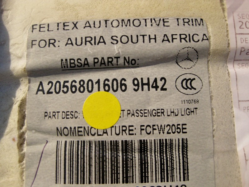 Mercedes-Benz  A2056801606 9H42 Килим салону передній правий чорний C-Class W205 Одеса - фото 3