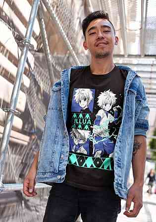 Футболка для хлопчика з аніме принтом Кіллуа Гон Хісока Хунтер оверсайз (зріст від 165 до 180) Чорний AnimeJ1132m Дніпро