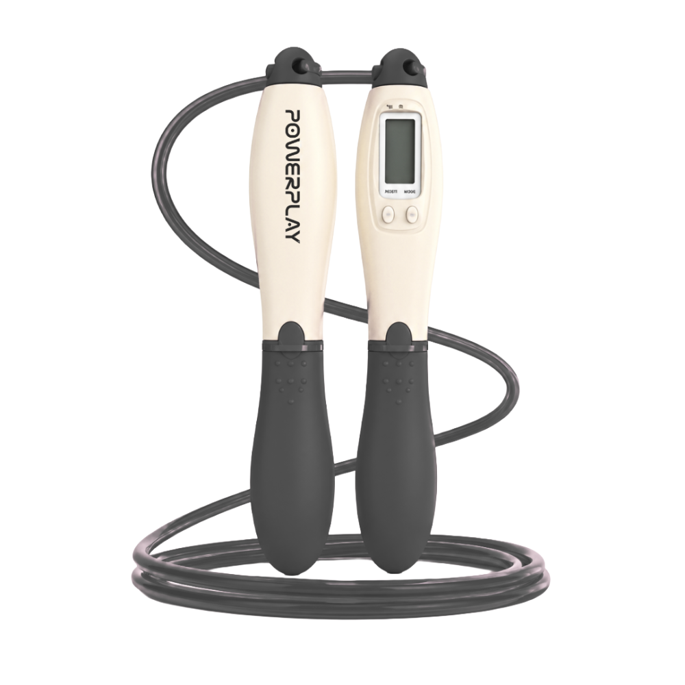 Скакалка з лічильником PowerPlay 4216 Jump Rope Чорно-біла 2.8 см. Кам'янське - фото 1