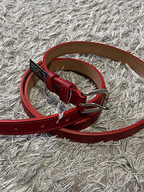 Стильный женский пояс красного цвета из натуральной кожи 20 мм PS Leather Киев - изображение 4