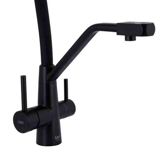 Змішувач для кухні Lidz Aria 020F3 з гнучким виливом та підключенням до фільтру LDARI020F3BLA39212 чорний Київ