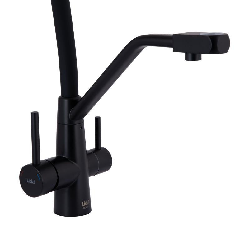 Смеситель для кухни Lidz Aria 020F3 с гибким изливом и подключением к фильтру LDARI020F3BLA39212 черный Киев - изображение 3