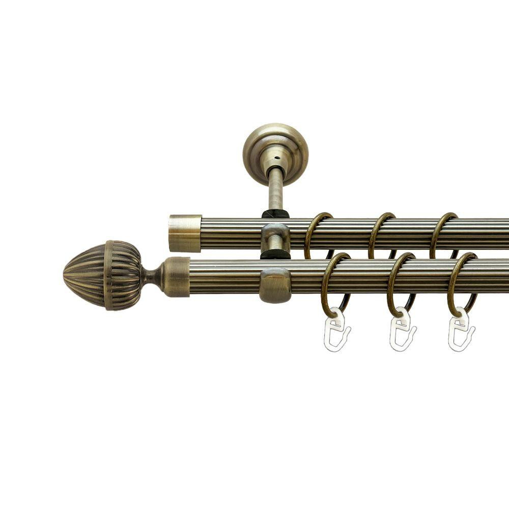 Карниз Orvit Одеон металевий дворядний відкритий рифлена труба кільце металеве Антик 19\19 мм 200 см Львов - изображение 1