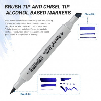 Художественный маркер Arrtx Спиртовые Oros ASM-03BU 24 цвета, синие оттенки (LC302529) Винница - изображение 9