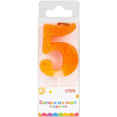 Свеча Maxi "5" із блискітками, що іскриться, 4,5 см, на торт (MX622081-5) Винница
