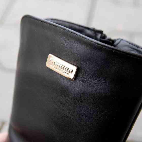 Напівчоботи жіночі ARLETT чорні натуральна шкіра зима висота 21см обхват 32-34см танкетка 9см ( Коломыя