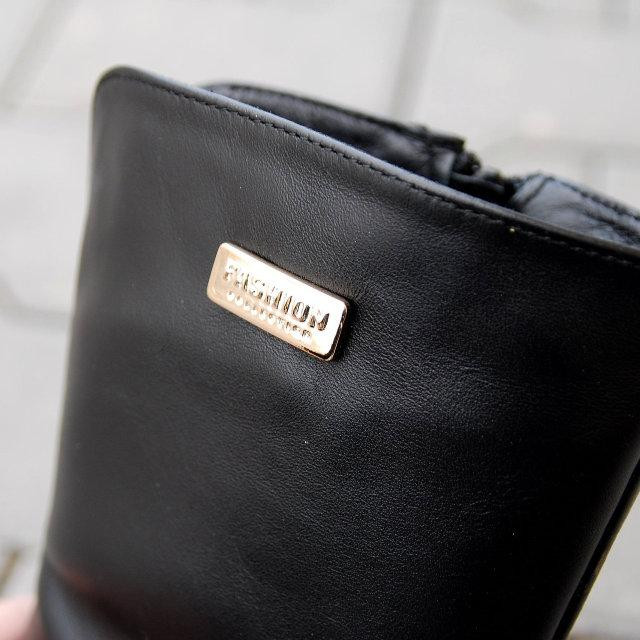 Напівчоботи жіночі ARLETT чорні натуральна шкіра зима висота 21см обхват 32-34см танкетка 9см ( Коломыя - изображение 2