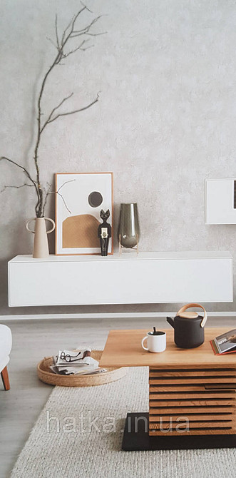 Шпалери вінілові на флізеліні Marburg Memoria 1.06х10 під штукатурку під старовину бежеві біле срібло Київ - фото 1