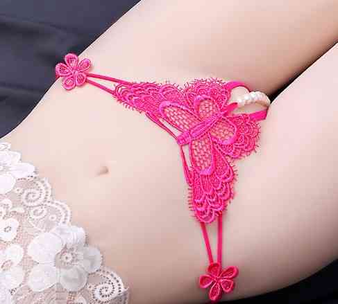 Трусики з перлинами малинові Метелик розмір універсальний (на резинці), 15% нейлон, 85% поліестер Київ