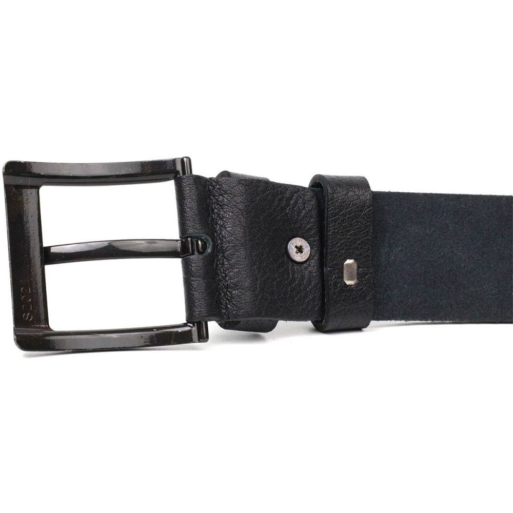 Мужской джинсовый ремень с механической пряжкой из натуральной кожи BOND 22070 Черный Киев - изображение 3
