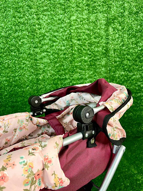 Коляска для ляльки Melogo металева з люлькою-переноскою кошиком Бордова (9369/82100) Чернигов - изображение 8