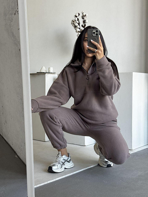 Женский теплый костюм двойка: кофта и штаны из турецкого флиса Мокко, 42/44 Одесса - изображение 3