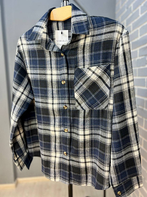 Сорочка жіноча Ariadna 8051 картата оверсайз байкова one size, темно-синій, one size Київ - фото 12