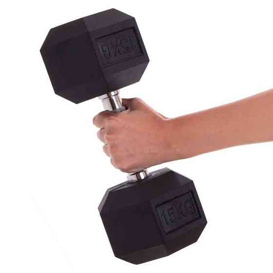 Гантель 15 кг цельная шестигранная гексагональная Zelart Киев