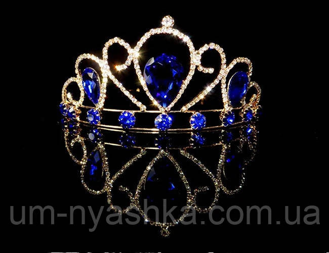 Діадема на обручі Корона з синіми каменями Кривий Ріг - фото 1