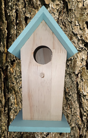 Деревяный домик для птиц с навесом 20х12.2х12.2 см с креплением для подвешивания Германия бирюзовый Киев
