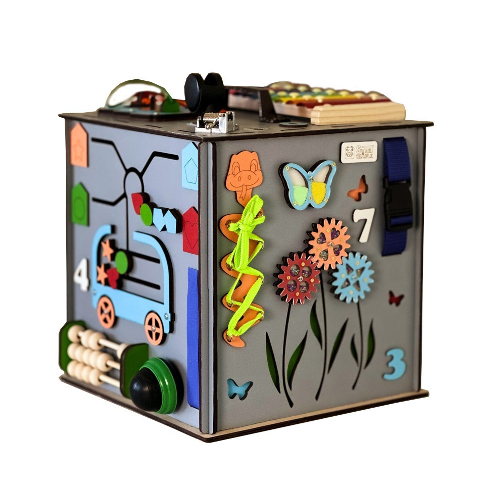 УЦІНКА!!! Розвиваюча іграшка Бізікуб Сірий з роботом Temple Group TG3461117500-UC 30х30х30 см Вінниця - фото 1