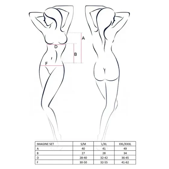 Комплект білизни Passion IMAGINE SET OpenBra XXL/XXXL, black, ліф - міні-сорочка, трусики з оборкам Львів