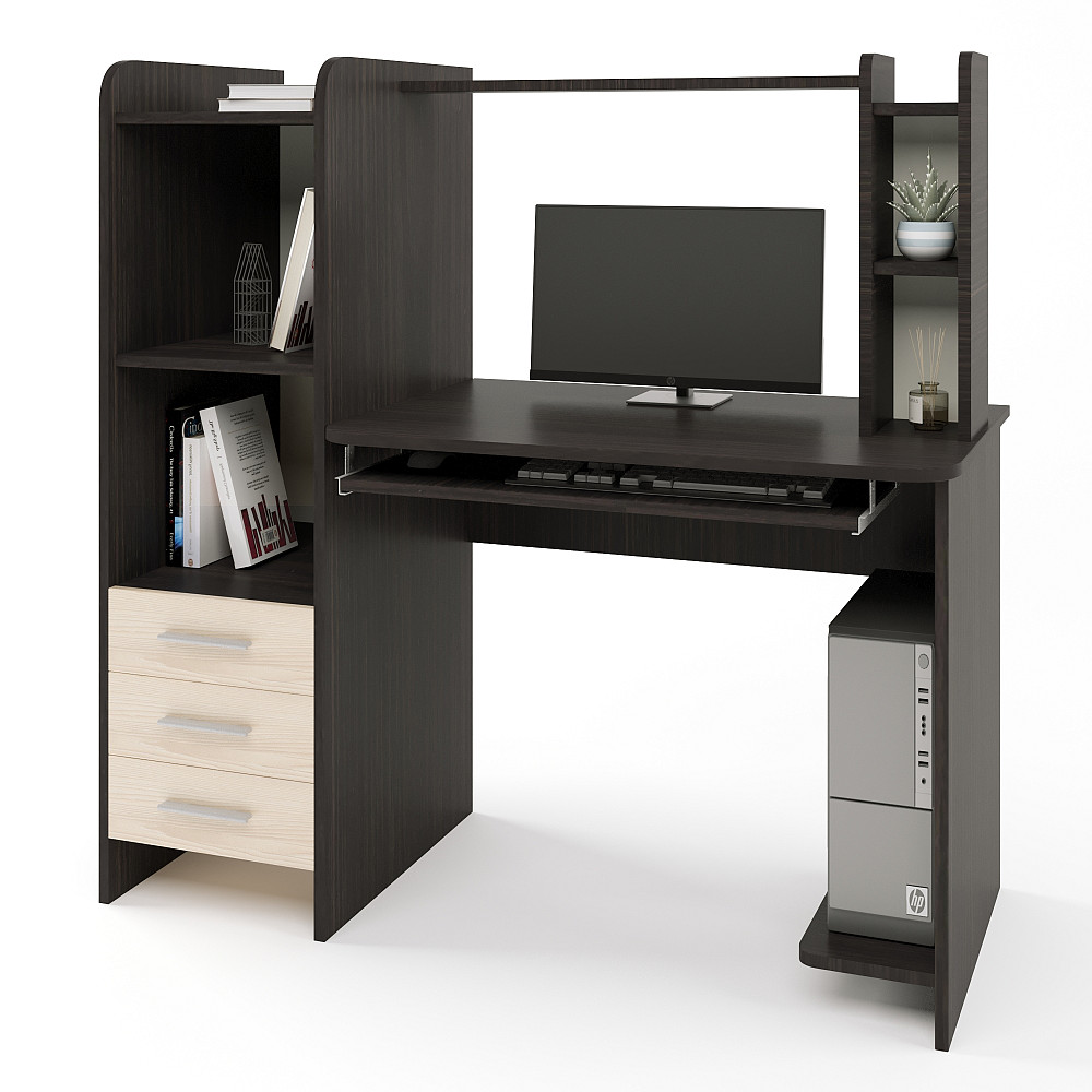 Стіл комп'ютерний з надставкою Еверест Ліра венге + дуб молочний (DTM-2171) Львів - фото 1