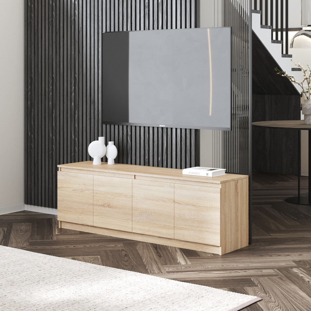 Тумба под телевизор VAYS в гостиную, современная с полками, без ручек R-31 Дуб Сонома Львов - изображение 1