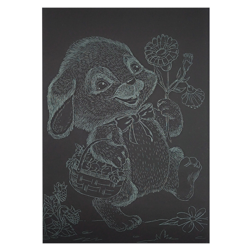 Гравюра А5 "Зайчик на прогулянці" ГрА5з-7 економ варіант у пакеті 21 х 14,8 см Вінниця - фото 1