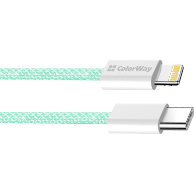 Дата кабель USB-C to Lightning 1.0m 27W green ColorWay (CW-CBPDCL061-G) Вінниця - фото 9